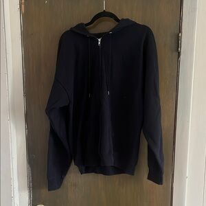 Unisex Hanes Black Zip Up Sweater Classic Knit size large